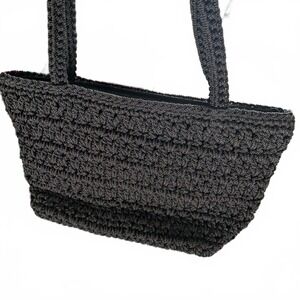 VTG Crochet Woven Handbag Purse Bag Black Y2K Early 2000s Boho Macrame Hippie